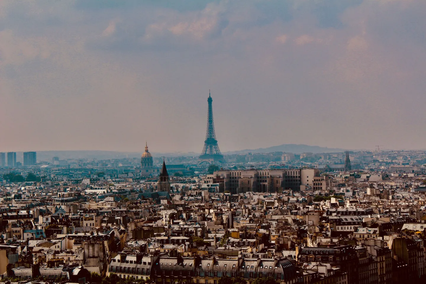 The Eiffel Tower rising above the Paris skyline